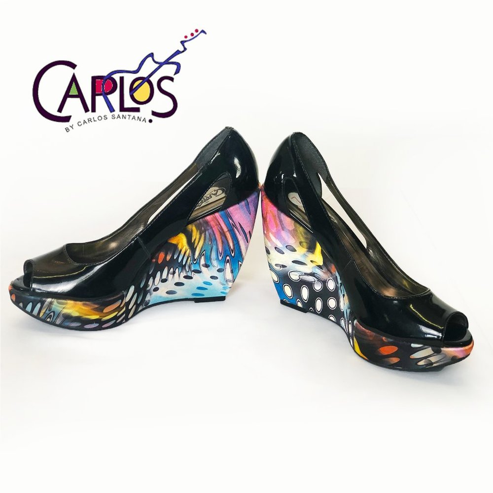Carlos Santana artsy platform wedge shoes - Picture 7 of 10